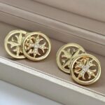Круглі подвійні сережки у золоті 1