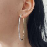 Срібні сережки-кільця з камінням цирконію 6 см