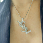 брошка ysl з камінням підвіс