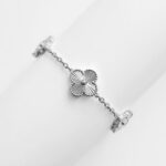 Браслет з конюшинами Van Cleef з металевою серцевиною срібло