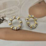 Круглі сережки-гвіздочки Tiffany з камінням