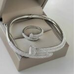 Жорсткий браслет-цвях Cartier у камінні срібло