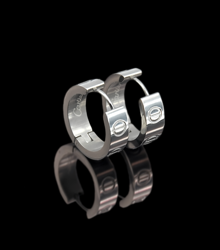 Класичні сережки Cartier з логотипом срібло1