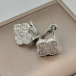Сережки Van Cleef у камінні з англійською застібкою та логотипом срібло2