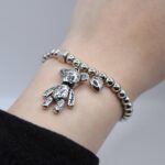 Кульковий браслет із підвіскою у вигляді ведмедика та сердечка3