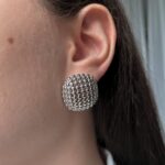 Масивні сітчасті сережки срібло на вусі