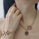 Ланцюговий підвіс Tiffany із сердечком рожеве золото на тілі