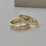 Сережки-кільця Tiffany з камінням та логотипом золото2