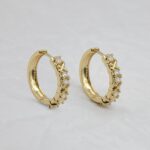 Сережки-кільця Tiffany з камінням та логотипом золото1