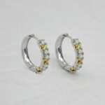 Сережки-кільця Tiffany з камінням та логотипом срібло