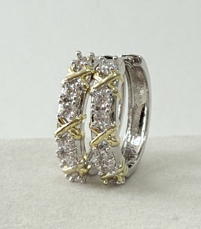 Сережки-кільця Tiffany з камінням та логотипом