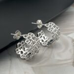 Широкі сережки Hermes з логотипом срібло