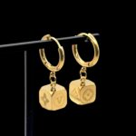 Кубічні сережки Louis Vuitton лимонне золото1