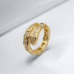 Каблучка BVLGARI з камінням у вигляді змії лимонне золото1