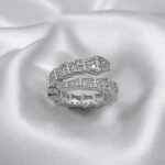 Каблучка BVLGARI з камінням у вигляді змії срібло2