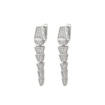 Прямі довгі сережки BVLGARI з камінням у вигляді змії срібло