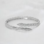 Жорсткий браслет з камінням BVLGARI у вигляді змії срібло2