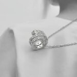 Підвіс BVLGARI з маленькою змійкою у камінні срібло крупно