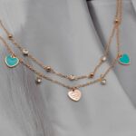 Браслет на ніжку Tiffany із зеленими серцями та камінням рожеве золото