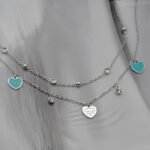 Браслет на ніжку Tiffany із зеленими серцями та камінням срібло