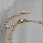 Браслет на ніжку Tiffany із зеленими серцями та камінням рожеве золото застібка