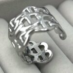 Широка каблучка Hermes універсального розміру з логотипом срібло лого