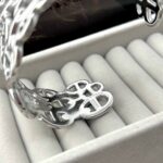 Широкий жорсткий браслет Hermes з логотипом срібло лого