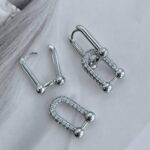 Подвійні сережки Tiffany з колекції HardWear з камінням срібло застібка