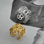 Широка каблучка Hermes універсального розміру з логотипом