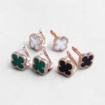 (Копія)Маленькі сережки Van Cleef з англійською застібкою у рожевому золоті