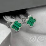 Сережки Van Cleef з італійською застібкою та сяючим обрамленням срібло зелений