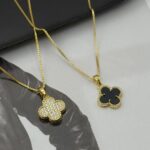 Двосторонній підвіс Van Cleef з камінням золото чорний