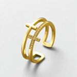 Подвійна каблучка з камінням з колекції Tiffany T золото