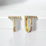 Мінімалістичні сережки з камінням з колекції Tiffany T золото2