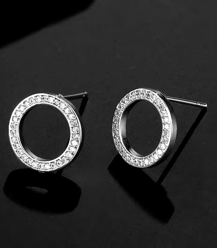 Сережки-гвіздочки Tiffany у вигляді кілець з камінням срібло1