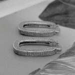 Прямокутні сережки Celine у камінні з логотипом срібло лого