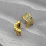 Вишукані мінімалістичні сережки BVLGARI з камінням та логотипом лимонне золото лого