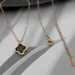 Двосторонній підвіс Van Cleef з крупним камінням золото чорний