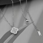 Двосторонній підвіс Van Cleef з крупним камінням срібло білий