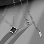 Двосторонній підвіс Van Cleef з крупним камінням срібло чорний на тілі
