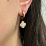 Двосторонні сережки Van Cleef з крупним камінням золото на вусі