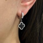 Двосторонні сережки Van Cleef з крупним камінням срібло на вусі