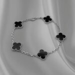 Класичний браслет Van Cleef з логотипом у сріблі чорний