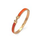 Вишуканий жорсткий браслет Hermes з логотипом у золоті помаранчевий