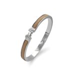 Вишуканий жорсткий браслет Hermes з логотипом у сріблі бежевий