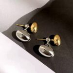 Сережки біколор з двома овальними елементами1