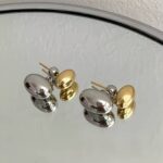 Сережки біколор з двома овальними елементами2
