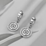 Сережки BVLGARI з камінням та логотипом срібло
