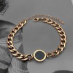 Ланцюговий браслет BVLGARI з чорним логотипом