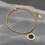 Браслет BVLGARI з кульками та двостороннім підвісом чорний